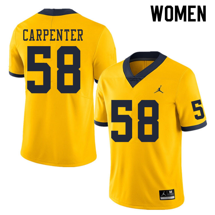 Women #58 Zach Carpenter Michigan Wolverines College Football Jerseys Sale-Yellow